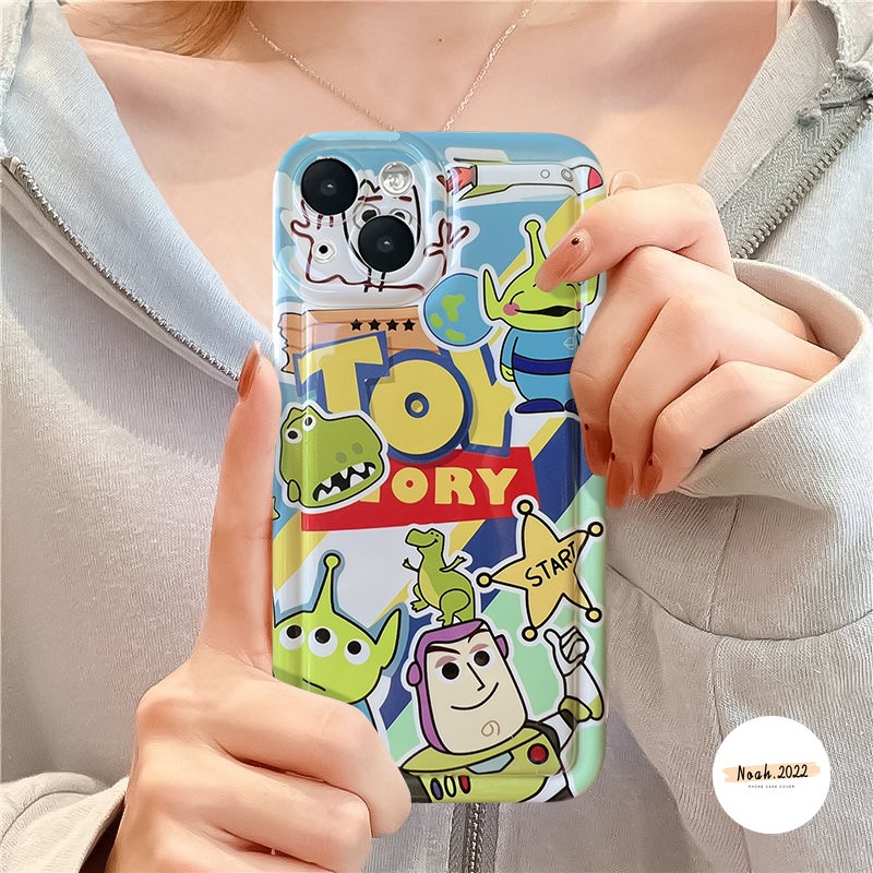 Kartun Buzz Lightyear Alien Case Kompatibel Untuk IPhone XR 7Plus 14 13 11 12 Pro MAX X XS MAX 6 6S Plus Telepon Toy Story Lucu Shockproof Airbag Lembut Tpu Penutup Belakang