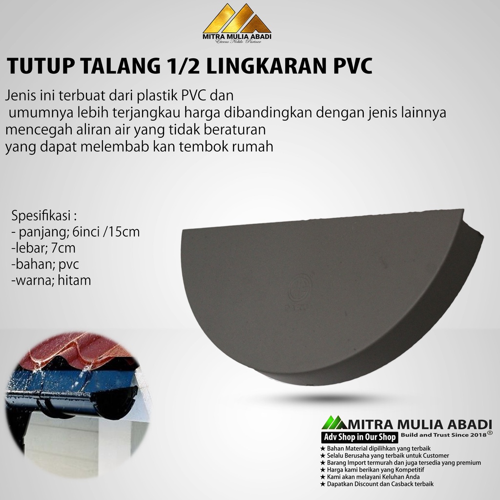 Tutup Talang 1/2 Lingkaran Pvc 6 Inci