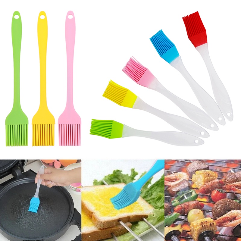 1pc Silikon BBQ Kuas Minyak Tahan Panas Barbekyu Oles Brush Mentega Saos Bumbu Oles Brush Roti Mentega Baking Brushes Pastry Brushes Aksesoris Masak Dapur