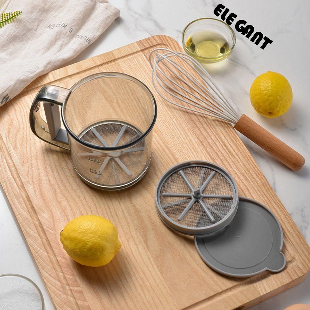 [Elegan] Flour Sifter Dapur Baking Jaring Halus Mudah Dibersihkan Saringan Bubuk Genggam Plastik