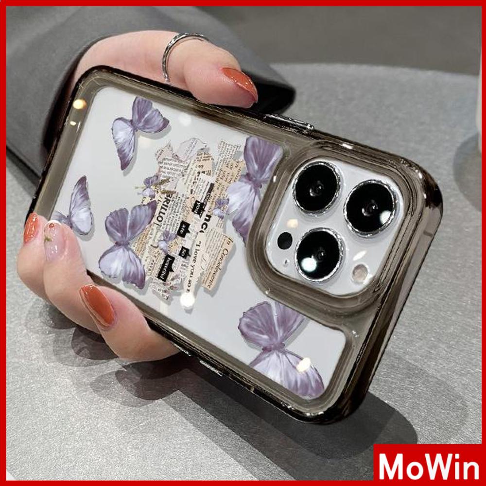 For iPhone 14 Pro Max iPhone Case Acrylic Hard Case HD Clear Case  Plating Button Shockproof Butterfly Newspaper Compatible with iPhone 13 Pro max 12 Pro Max 11 xr xs max 7Plus