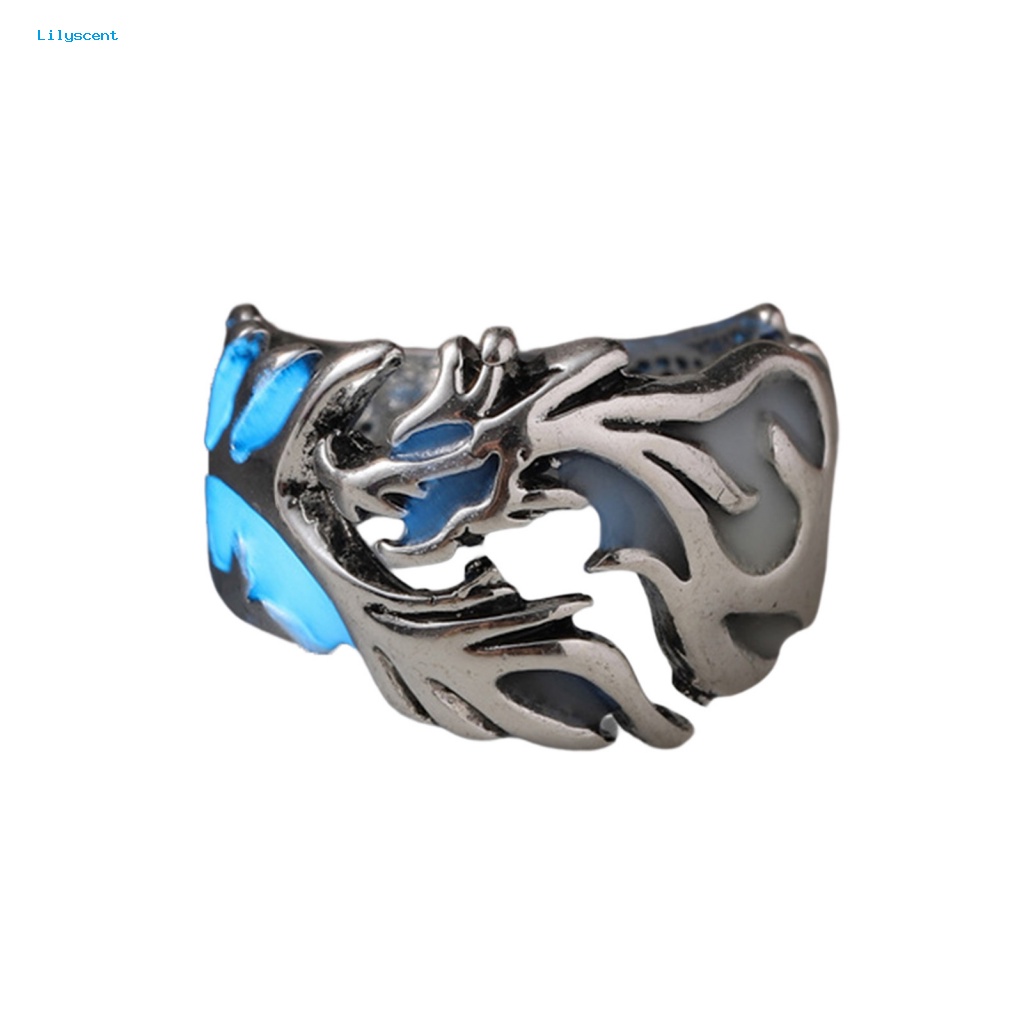 Lilyscent Alloy Finger Ring Aksesori Pakaian Gothic Adjustable Alloy Ring Ukir
