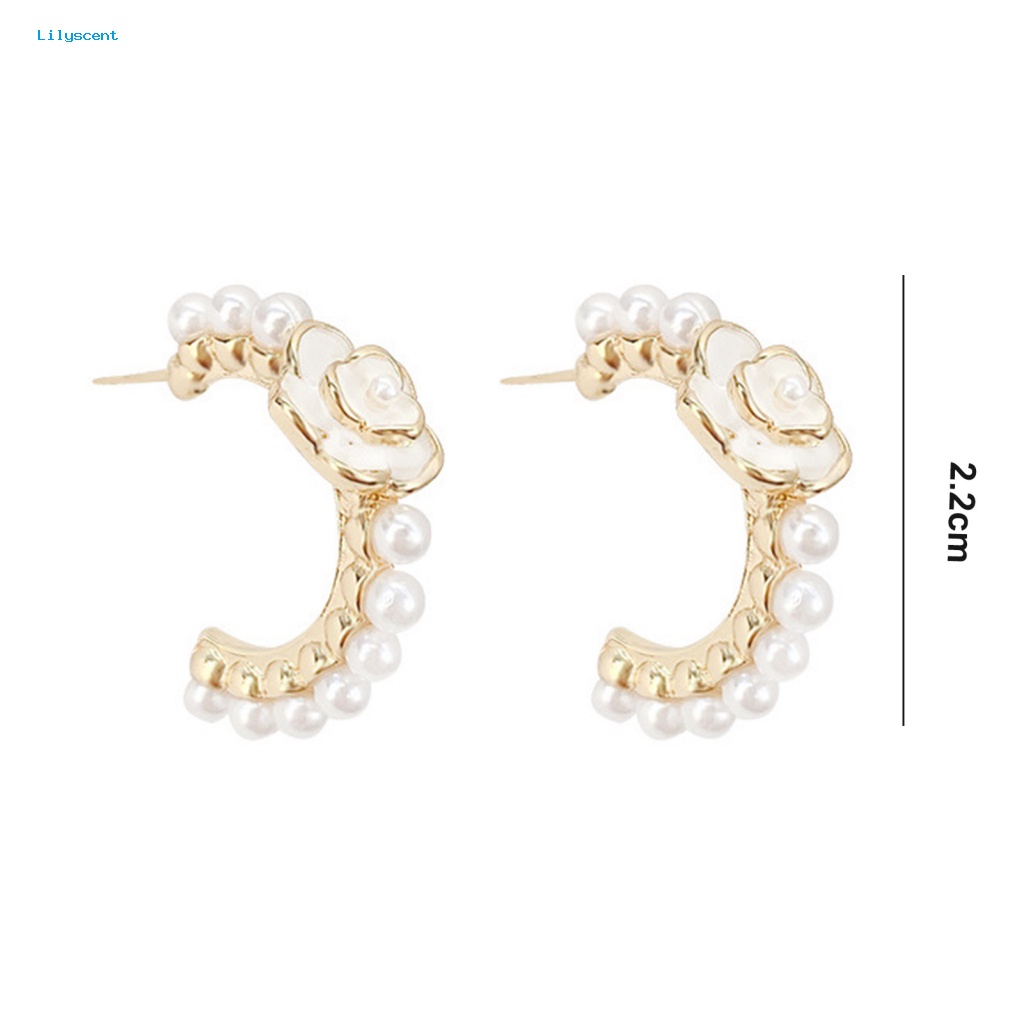 Lilyscent 1pasang Anting Lingkaran Bebas Burrs Perhiasan Fashion Mewah Elegan Stud Earrings Temperamen