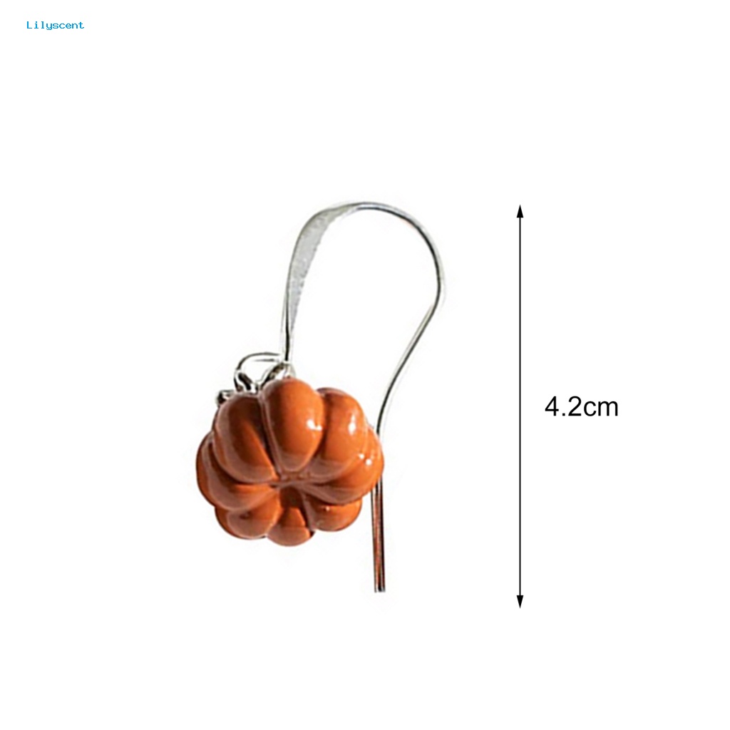 Lilyscent 1pasang Anting Liontin Perempuan Untuk Pakaian Sehari-Hari Orange Pumpkin Pendant Drop Earrings Perhiasan Pesta Geometris