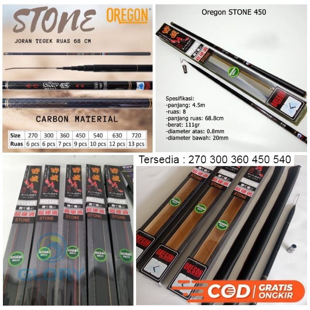 Joran Pancing Tegek Oregon Stone Panjang 270 300 360 450 540 630 720 Material Carbon Action Medium -