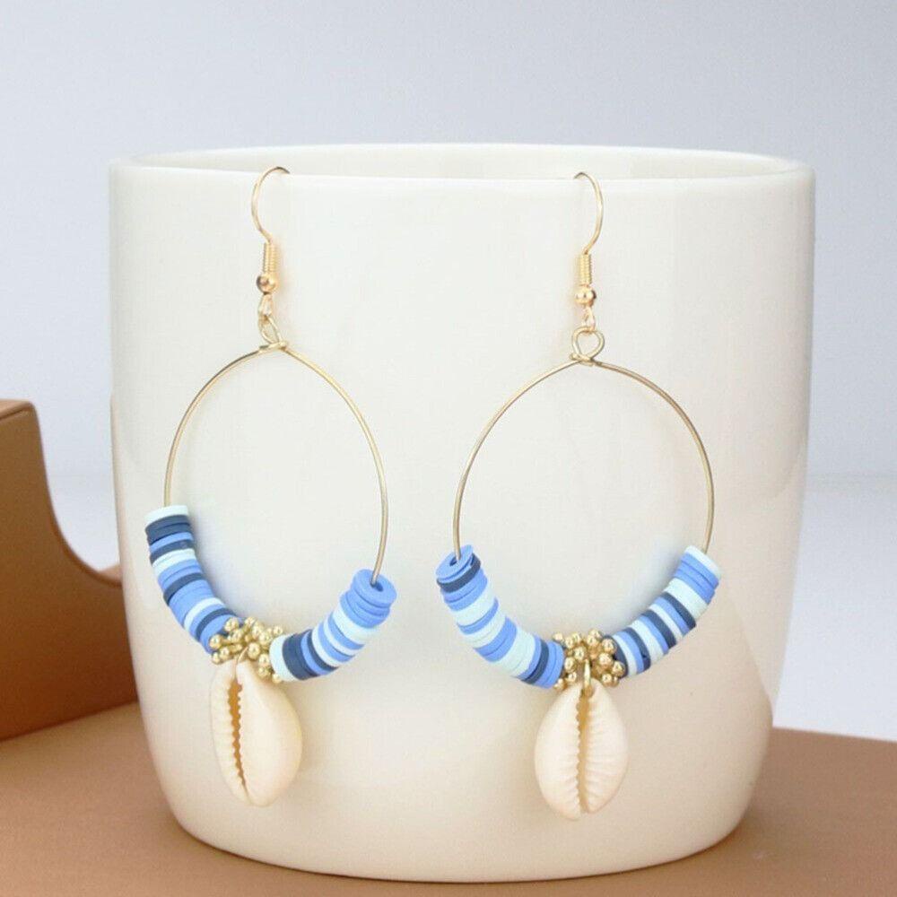 Nanas 1pasang Anting Shell Anting Pejantan Kreatif Anting Drop Gaya Bohemian