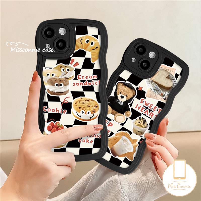 IPHONE Casing Kue Kering Sandwich Cream Enak Cocok Untuk Iphone11 14 13 12 Pro Max7 8 6s 6 Plus X XR XS Max14 Plus 7Plus SE 2020 Soft Tpu Wavy Edge Cover