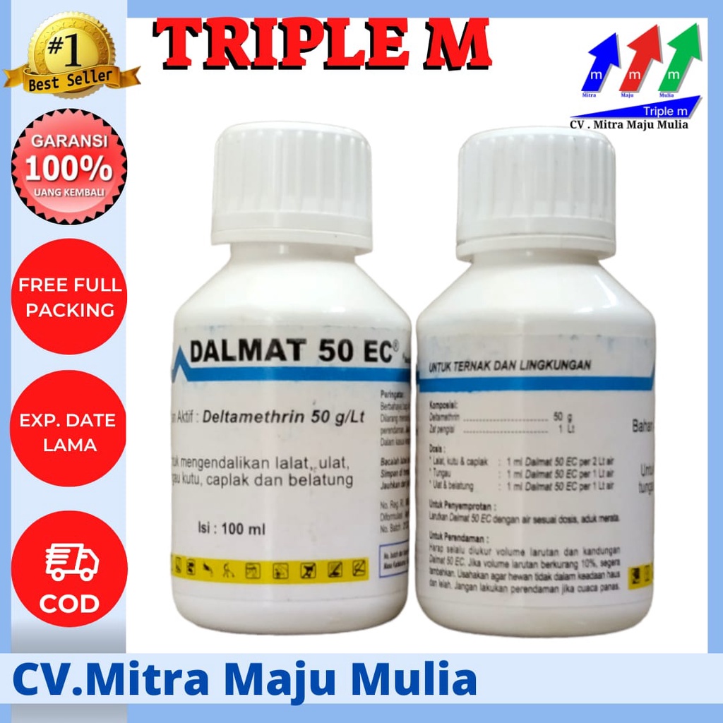 Dalmat 50 ec 100 ml Triple M - obat kutu anjing kucing mandi