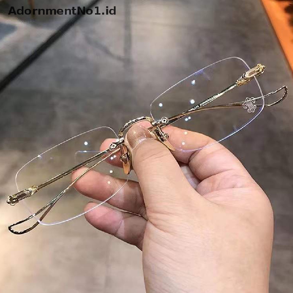 [AdornmentNo1] Kacamata Baca Pria Presbyopia Goggles Wanita Vintage Rimless Eyewear Diopter+1.0 1.5 2.0 2.5 3.0 3.5 4.0 [ID]