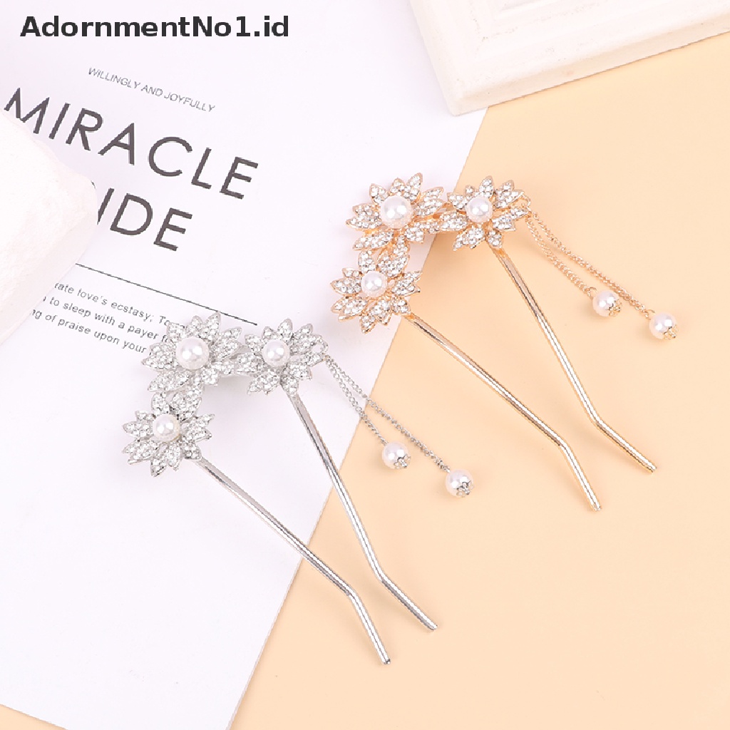 [AdornmentNo1] Stik Rambut Berlian Imitasi Halus Bunga CZ Berlian Garpu Rambut Untuk Wanita Hair Clip [ID]