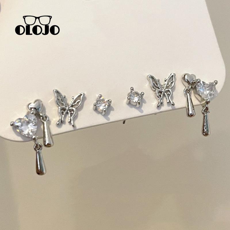 【COD】Liquid Butterfly Ear Studs Six Piece Set Desain Rasa Anting Canggih Untuk Wanita