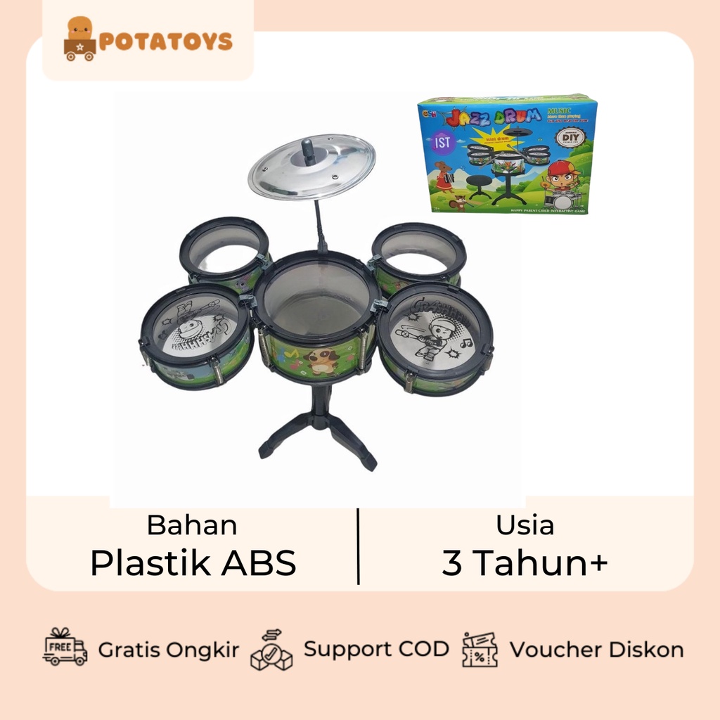 [ Potatoys ] Mainan Anak Drum Set Mini / Mainan Edukasi Alat Musik Drum / Drum Band Set