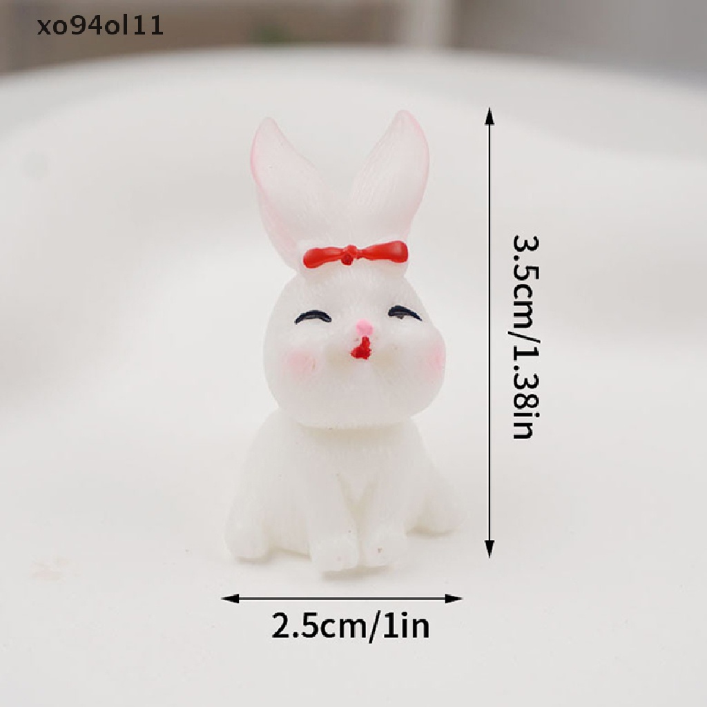 Xo 10Pcs Lucu Mini Luminous Resin Bunnies Ornamen Miniatur Angka Kelinci Micro OL