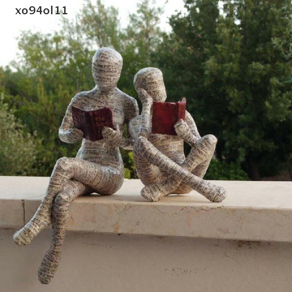 Xo Patung Wanita Baca Modern Nordic Resin Abstrak Pemikir Desktop Statues OL