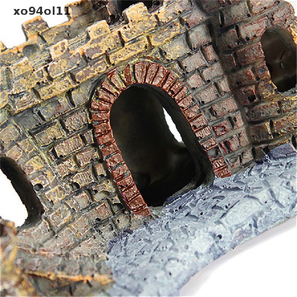 Xo Polyresin Tower Castle Aquarium Ornamen Aksesoris Dekorasi Ikan New OL