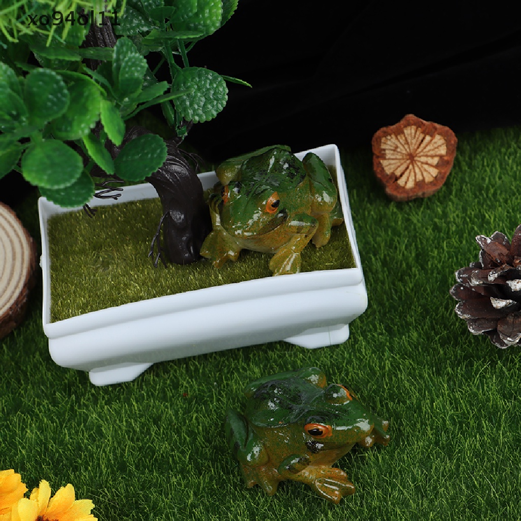 Xo Katak Lucu Mini Resin Kerajinan Taman Peri Miniatur DIY Dekorasi Lanskap Mikro OL