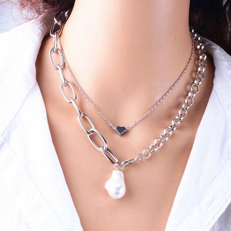 2pcs/set Goth Baroque Pearl Coin Portrait Pendant Kalung Untuk Wanita Vintage Multi Layer Link Chain Necklace Punk Jewelry