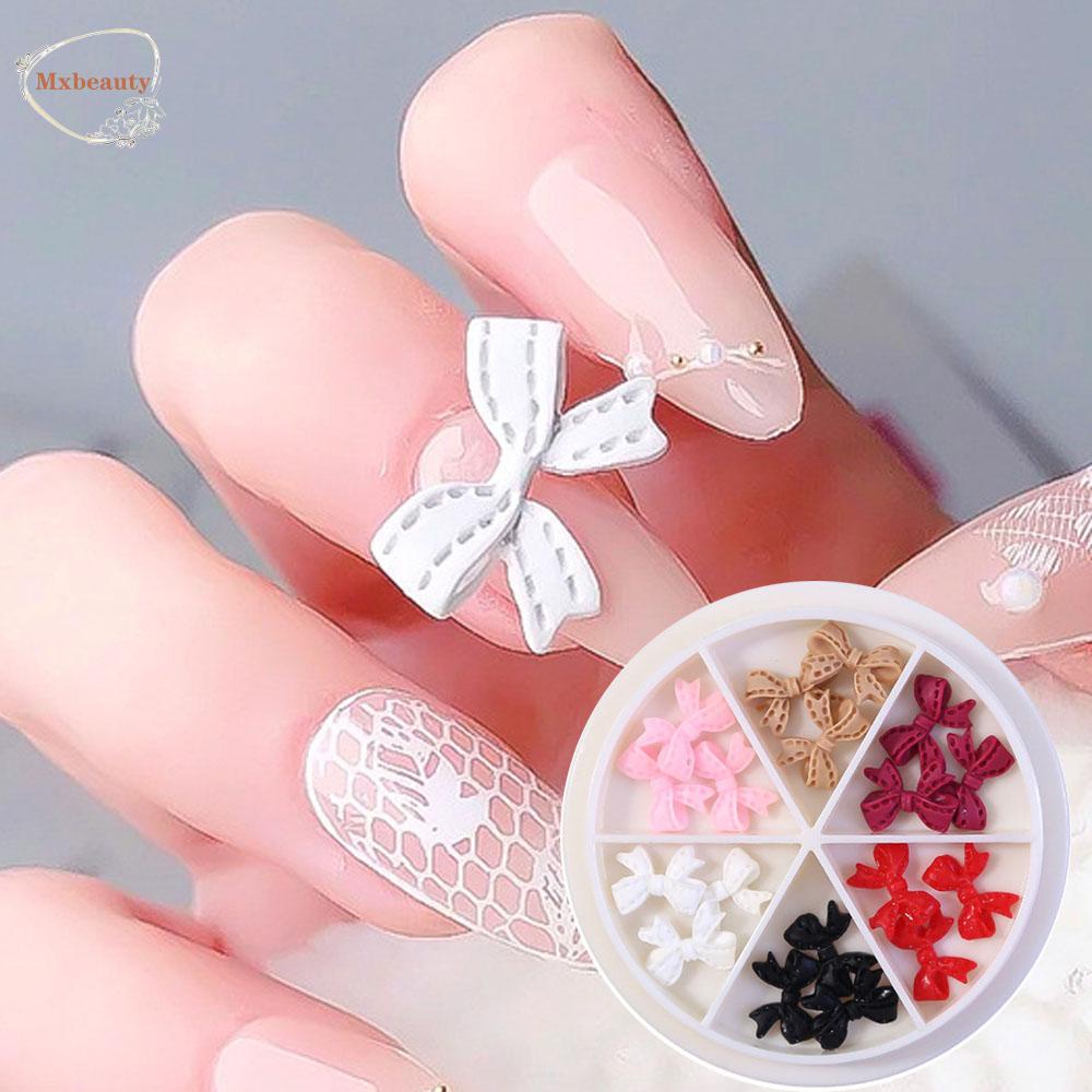 MXBEAUTY 1 Box Nail Art Bow Creative Nail Rhinestones 3D Nail Decoration Candy Color Resin Bow Ribbon AB Crystal DIY Manicure Accessories Various Nail Jewelry