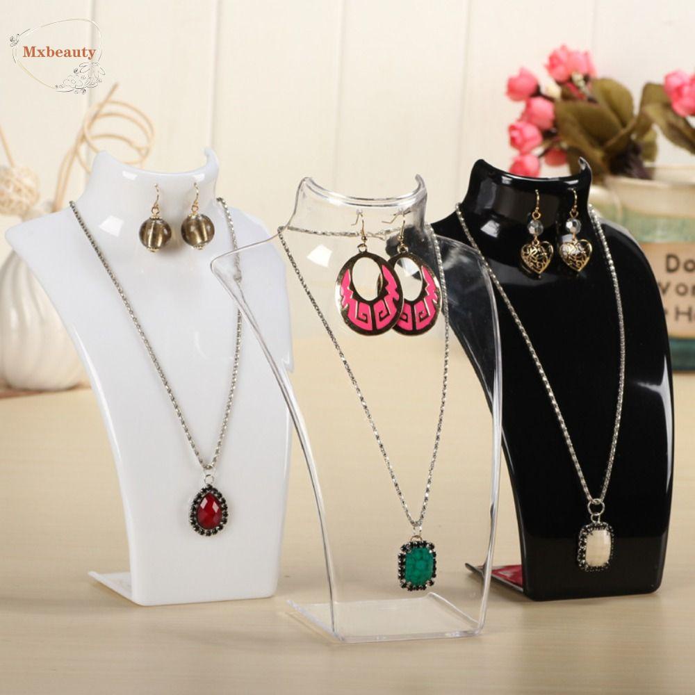 Mxbeauty Manekin Kalung Berdiri Gadis Sederhana Wanita Anting Display Stand Tempat Perhiasan Rak Menjuntai Anting Display Rak Kalung Display Organizer