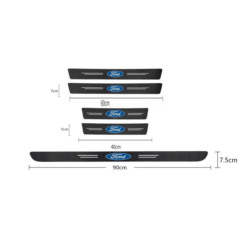 Ford 9Pcs Stiker Pintu Mobil Carbon Fiber Sill Protection Auto Anti Gores Anti Slip Untuk Ecosport Focus Everest Fiesta Ranger Mustang Escape