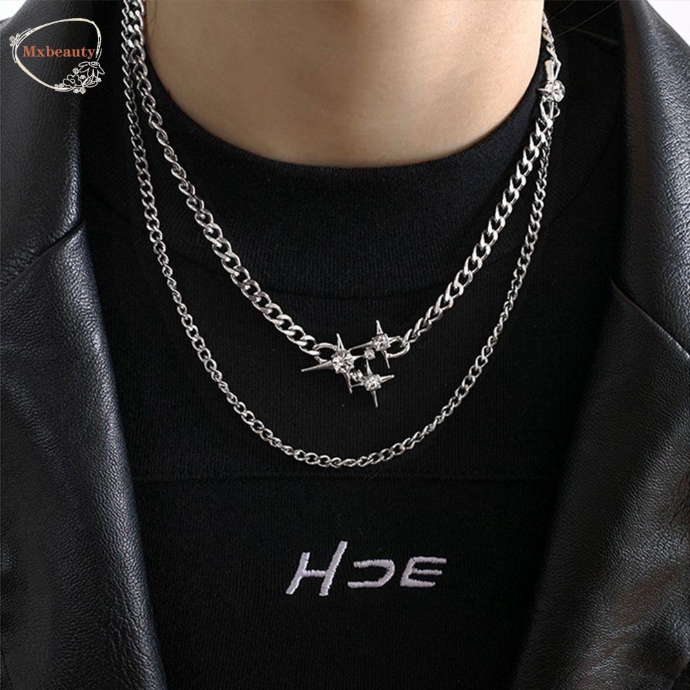 Mxbeauty Korea Style Kalung Perempuan Rantai Klavikula Hip-hop Rantai Tebal Starburst Sweater Rantai Pria Kalung Bintang Kalung