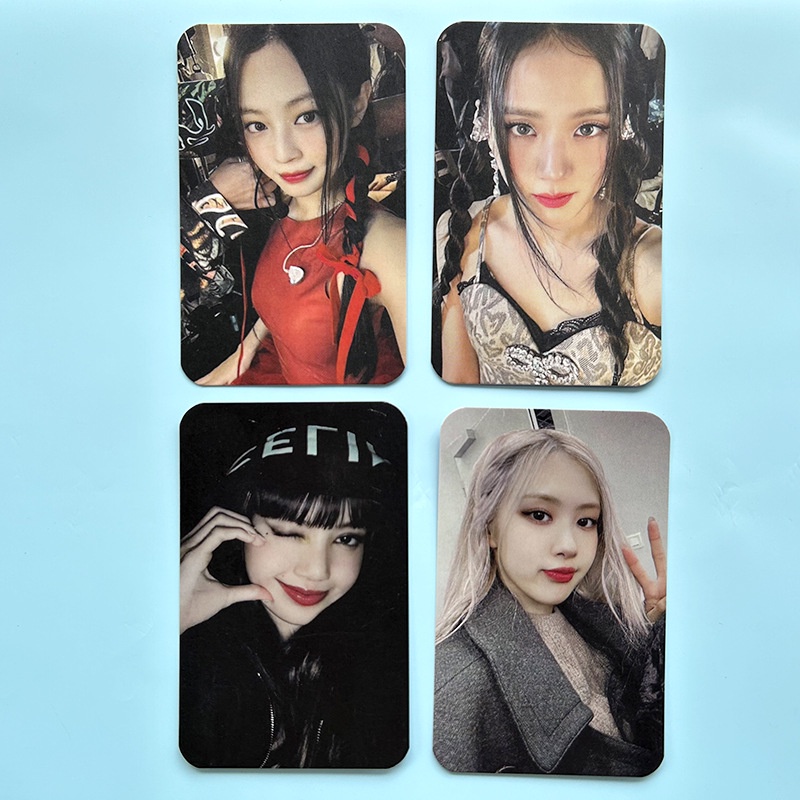 4pcs/set Photocards Hitam-Pink Album BORN Pink Koleksi Kartu Lomo Black Pink Kpop Postcards Blackpink Blackpink