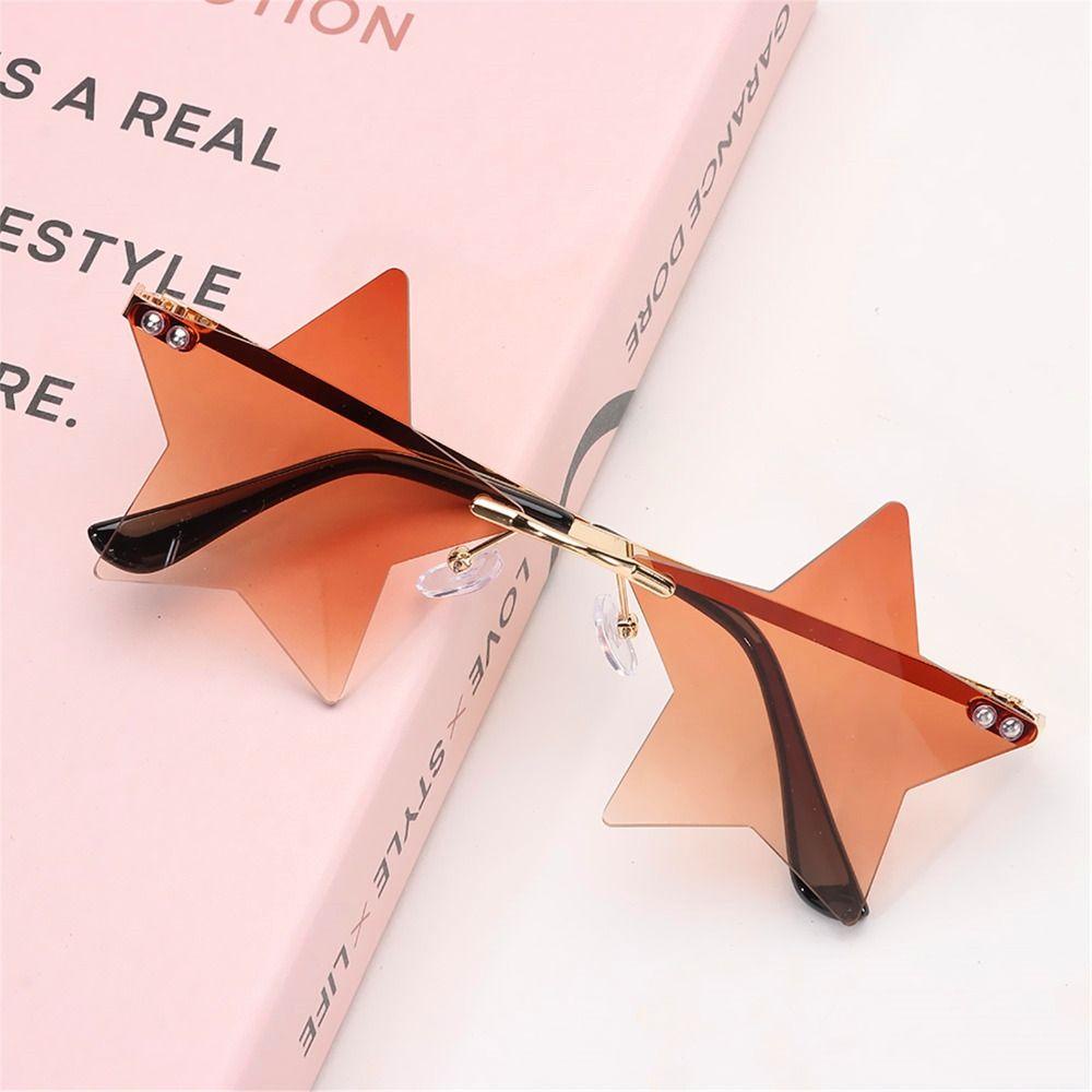 Lily Kacamata Hitam Tanpa Bingkai Dekorasi Natal Pentagram Eyewear Untuk Wanita &amp; Pria Kacamata Matahari