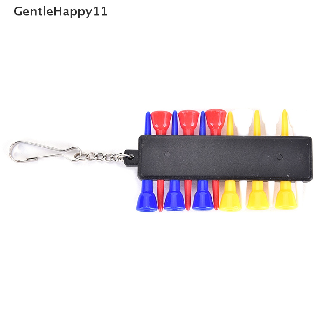 Gentlehappy 1x Golf Tee Holder Carrier Dengan 12buah Tee Plastik w 3buah Penanda Bola w 1gantungan Kunci id