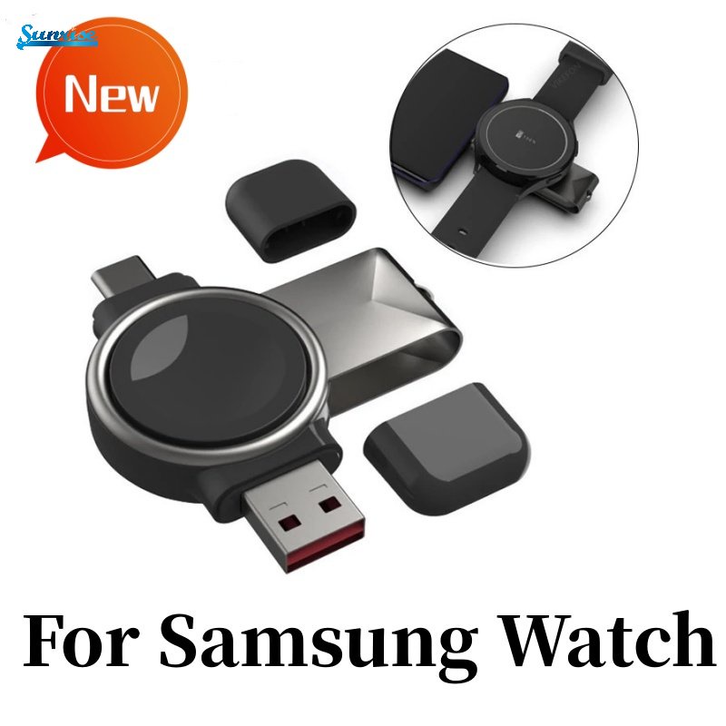 Halus 2-in-1 Sederhana40 /42 /44 /44 /46mm Samsung Watch Fast Magnetic Wireless Charger Ringan Portable Compact ABS Power Adapter Untuk Samsung Galaxy Watch 5Pro/5 /4 /3Ak1 /2