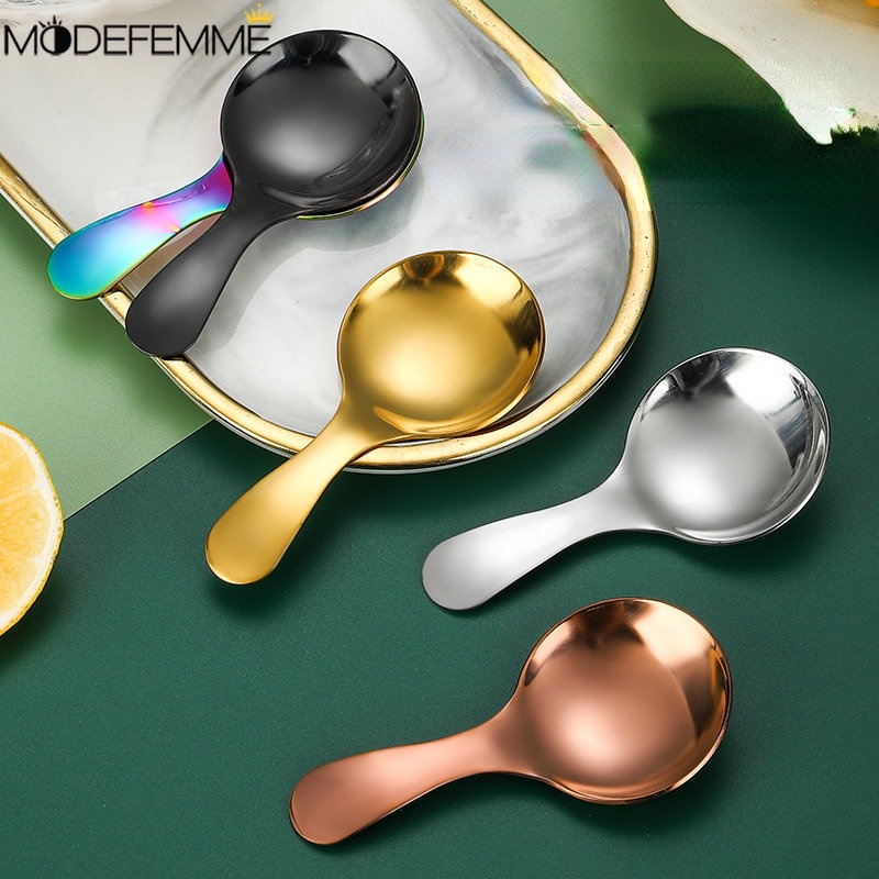 [Unggulan] Alat Makan Mudah Dibersihkan Portabel Anti-slip Es Krim Dessert ladle Sendok Kopi Stainless Steel Premium Pegangan Nyaman Salad Fruit Scoop