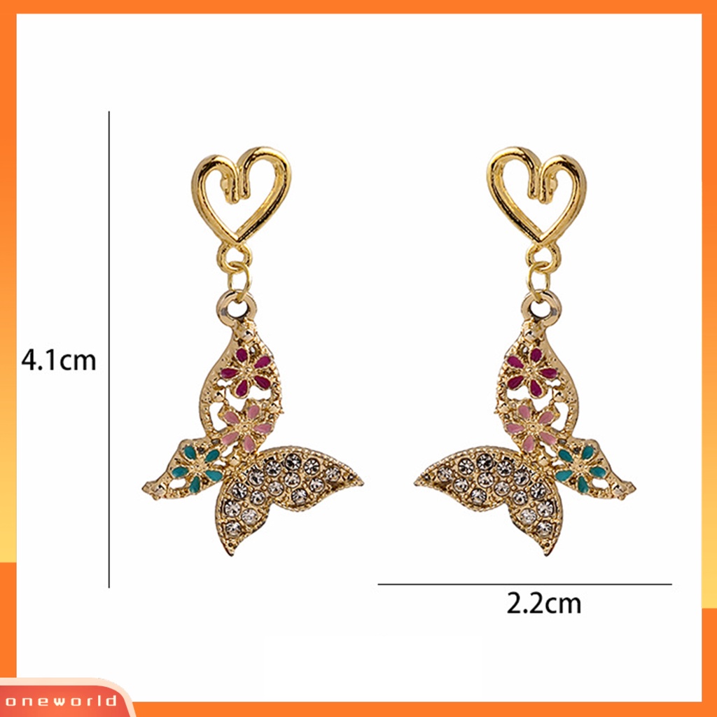 [EONE] 1pasang Anting Stud Desain Pengadilan Kerajaan Yang Indah Berkilau Tinggi Hias Pola Geometris Dress Up Aksesori Perancis Retro Kupu-Kupu Menjuntai Anting Untuk Pacaran