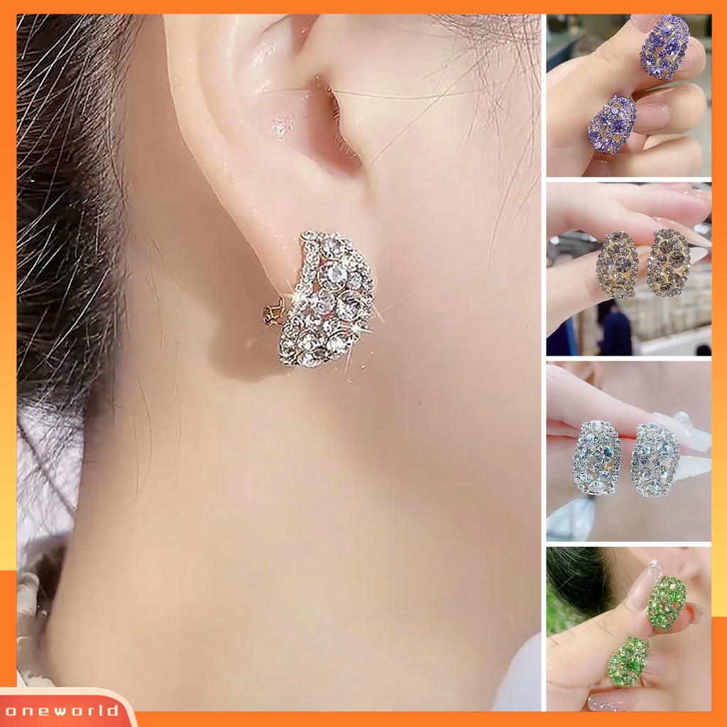 [EONE] 1pasang Anting Pejantan Temperamen Mengkilap Elegan Geometris Berkilau Berdandan Hadiah Valentine Wanita Kristal Imitasi Menjuntai Anting Perhiasan Pernikahan Aksesori Fashion