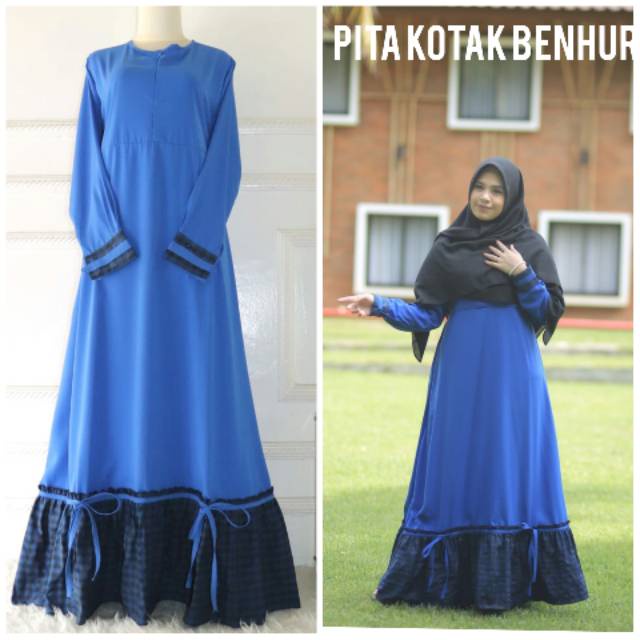 GAMIS PITA KOTAK SQUER/ GAMIS KOMBINASI POLOS MOTIF KOTAK CANTIK/GAMIS SIMPLE/SIMPEL/GAMIS PESTA/KAS