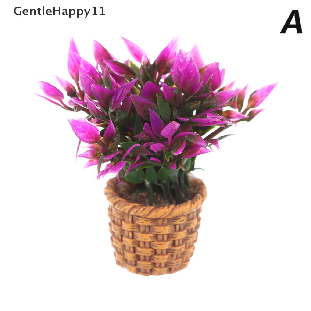 Gentlehappy1:12rumah Boneka Miniatur Tanaman Pot Ungu Bambu Plum Anggrek Gardenias Dalam Pot Dekorasi Rumah Mainan Aksesoris Rumah Boneka id