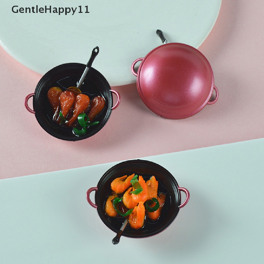 Gentlehappy Rumah Boneka Miniatur DIY Aksesoris Panci Masak Dengan Makanan Peralatan Dapur Model id