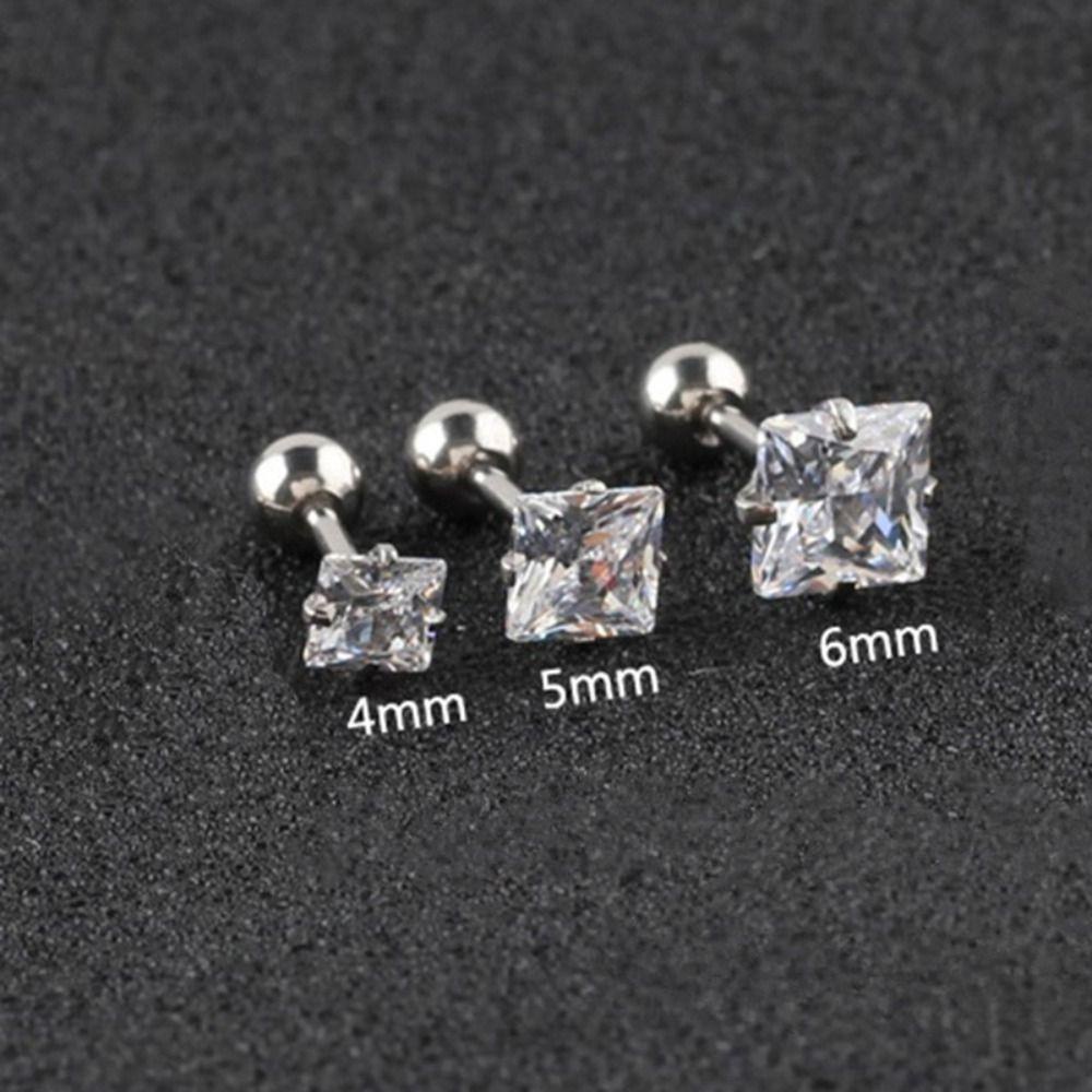 Mxbeauty Anting Tusuk Persegi Pesta Klasik Geometir Kecil Elegan Berkilau Anting Gaya Korea