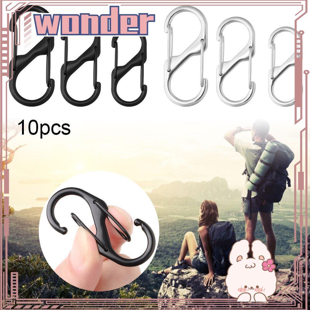 Wonder 10pcs Zinc Alloy Carabiner Anti Maling Kunci Sisi Ganda S Type Ransel Gesper