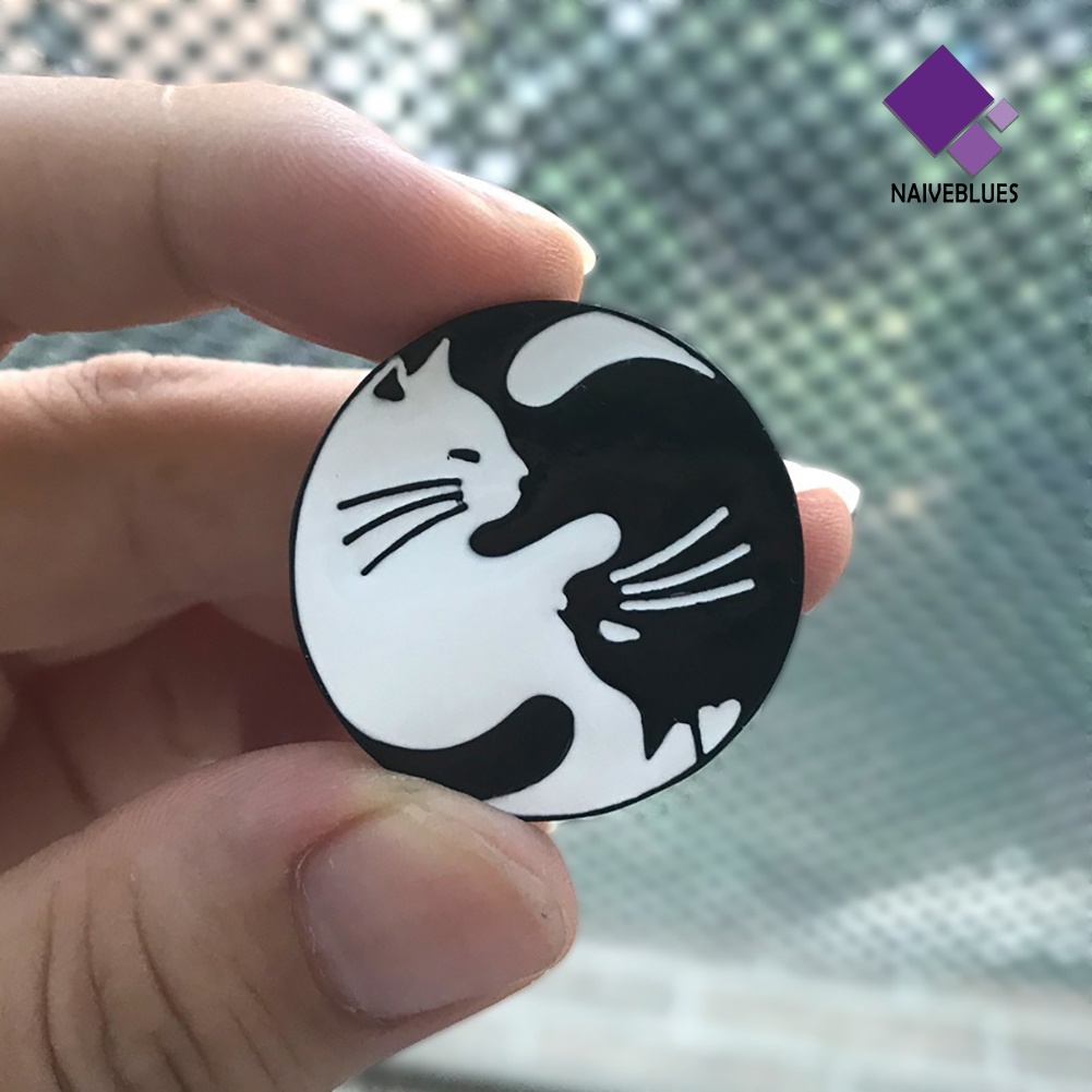 &lt; Naiveblues &gt; Pin Bros Bulat Enamel Kucing Lucu Lencana Topi Ransel Dekorasi Perhiasan