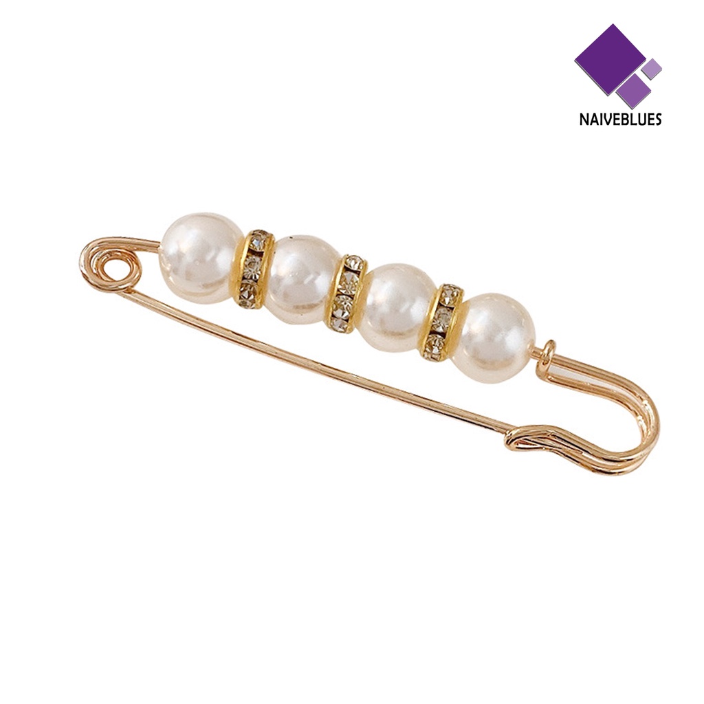 &lt; Naiveblues &gt; Bros Penyesuaian Pinggang Mutiara Imitasi Gaya Korea Brooch Pin Pakaian