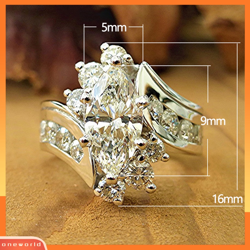 [EONE] Fashion Cincin Sparkling Kreatif Bentuk Shiny Efek Visual Tidak Iritasi Mudah Dipakai Zirkon Hias Bersinar Jari Cincin Wanita Perhiasan Pernikahan Hadiah Ulang Tahun