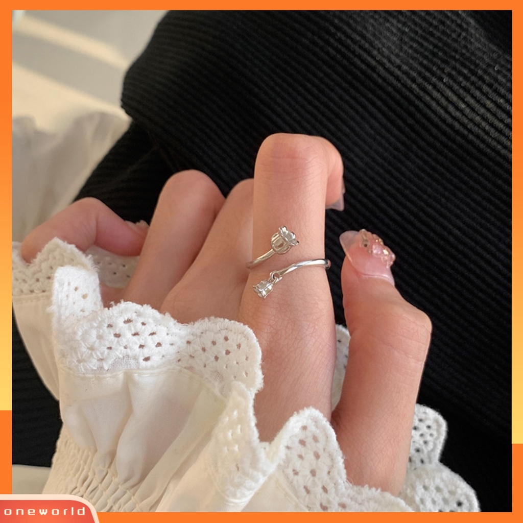 [EONE] Finger Band Ukuran Bebas Retro Temperamen Electroplating Polishing Dress Up Tembaga Wanita Bunga Terbuka Cincin Perhiasan Aksesori