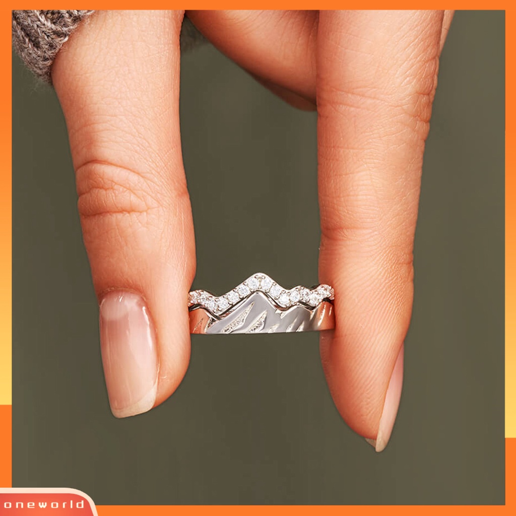 [EONE] Cincin Jari Dapat Ditumpuk Berlian Imitasi Bertatahkan Kepribadian Indah Geometris Dress Up Hypoallergenic Halus Wanita Gunung Cincin Perhiasan Aksesoris