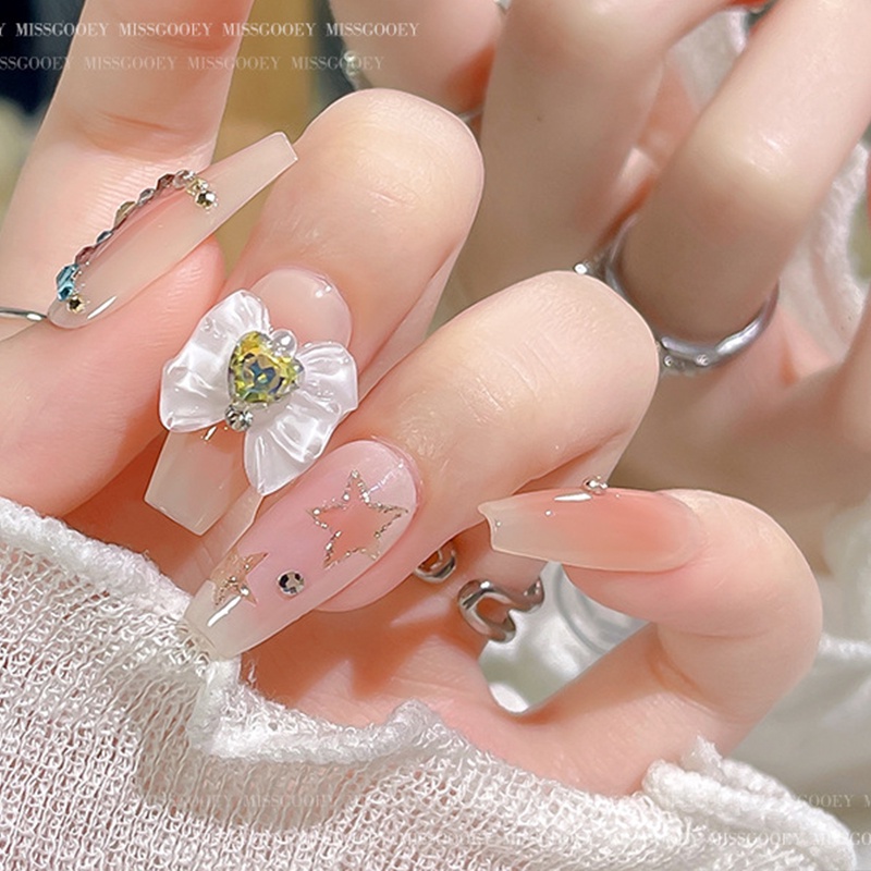 [Harga Grosir] Resin Jantung Busur Kristal Kuku Art Charms Nail Art 3D Hias Berlian Imitasi Untuk Tips Kuku Manicure UV Gel Polish Decor DIY Aksesoris Hiasan Kuku Glitter Stone