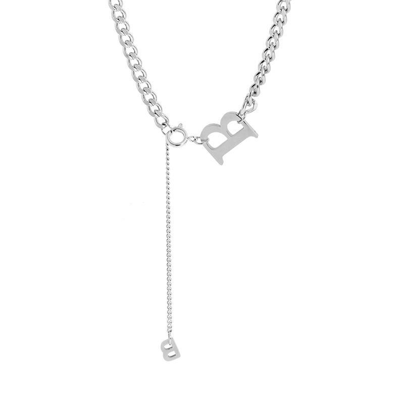 8342 Kalung dan gelang tebal Huruf B  titanium stainless steel 316L berkualitas import anti karat bisa bayar di tempat