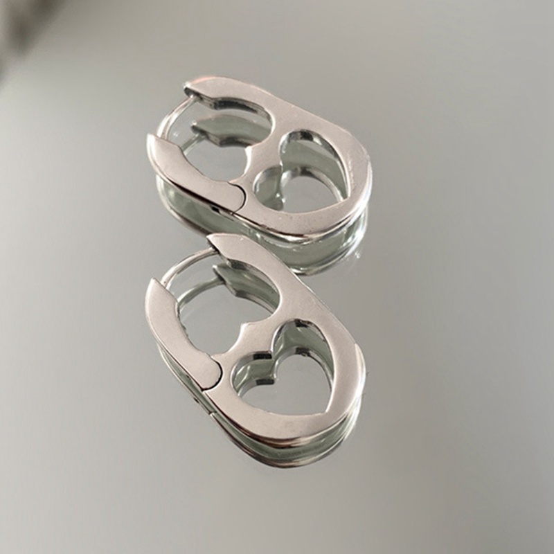 Anting Hati Ganda Berongga Warna Silver Untuk Wanita Desain Gaya Korea Gesper Telinga2022Korea Fashion Perhiasan Aksesoris