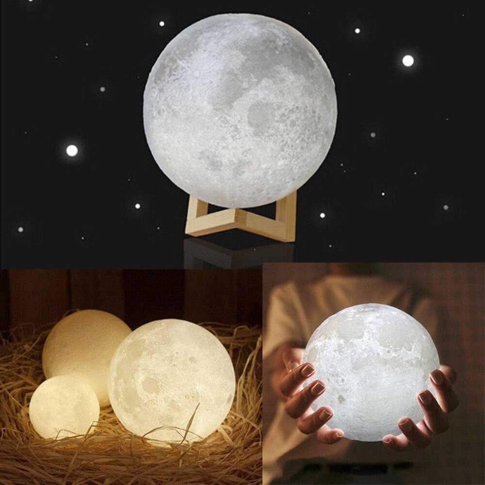 OUIO Lampu Tidur 3D Printed Moon Night Light Lamp 3 Color - OU15 ( Mughnii )