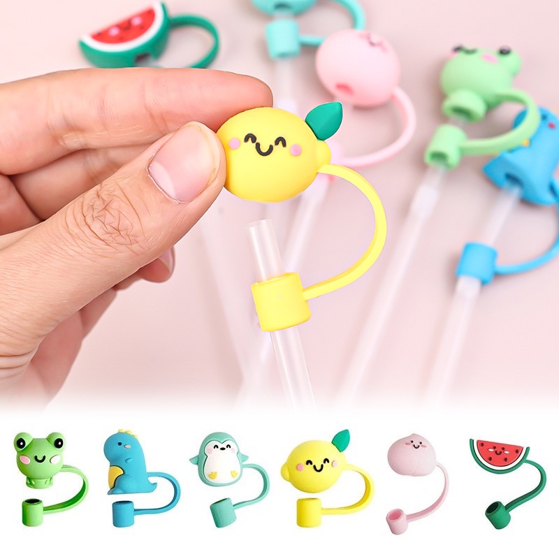 1 Pc Kartun Hewan Buah Sedotan Plug Universal Sedotan Penutup Reusable Silikon Minum Debu Cap Dust-proof Straw Tips Lucu Perlengkapan Minum Aksesoris Anak Pesta Nikmat