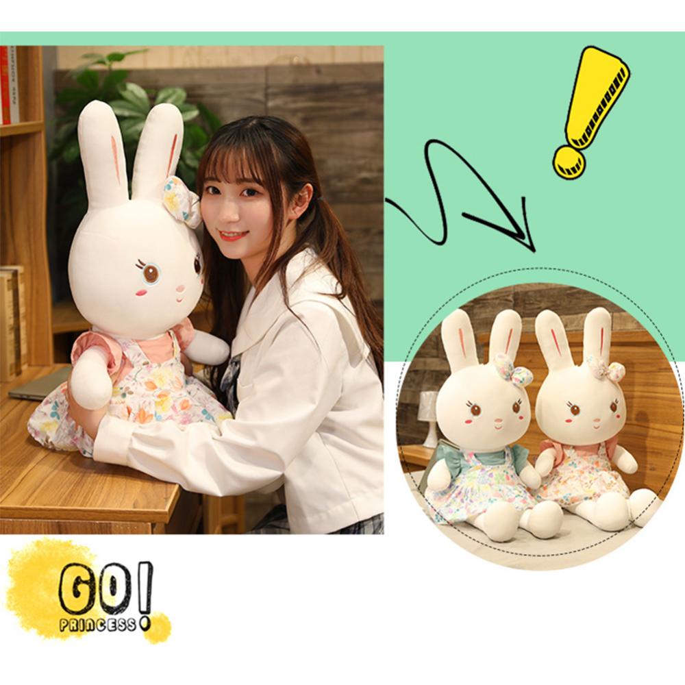 Timekey 60cm Kelinci Lucu Mainan Mewah Dengan Simpul Busur Telinga Panjang Boneka Lembut Boneka Bunny Doll Mainan Tidur Anak Perempuan Anak Bayi Plush Animal Birthday Toy B2P3