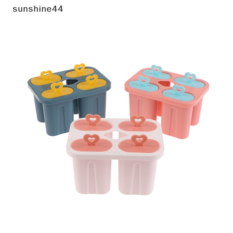 Sunshine Cetakan Es Krim Frozen Plastik Juice Popsicle Maker Lolly Mould 4sel ID