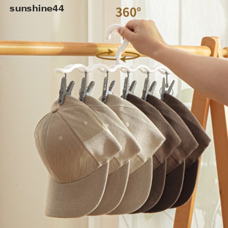 Sunshine Household Caps Holder Satu Baris 6jepit Rak Penyimpanan Topi Gantungan Kaos Kaki ID